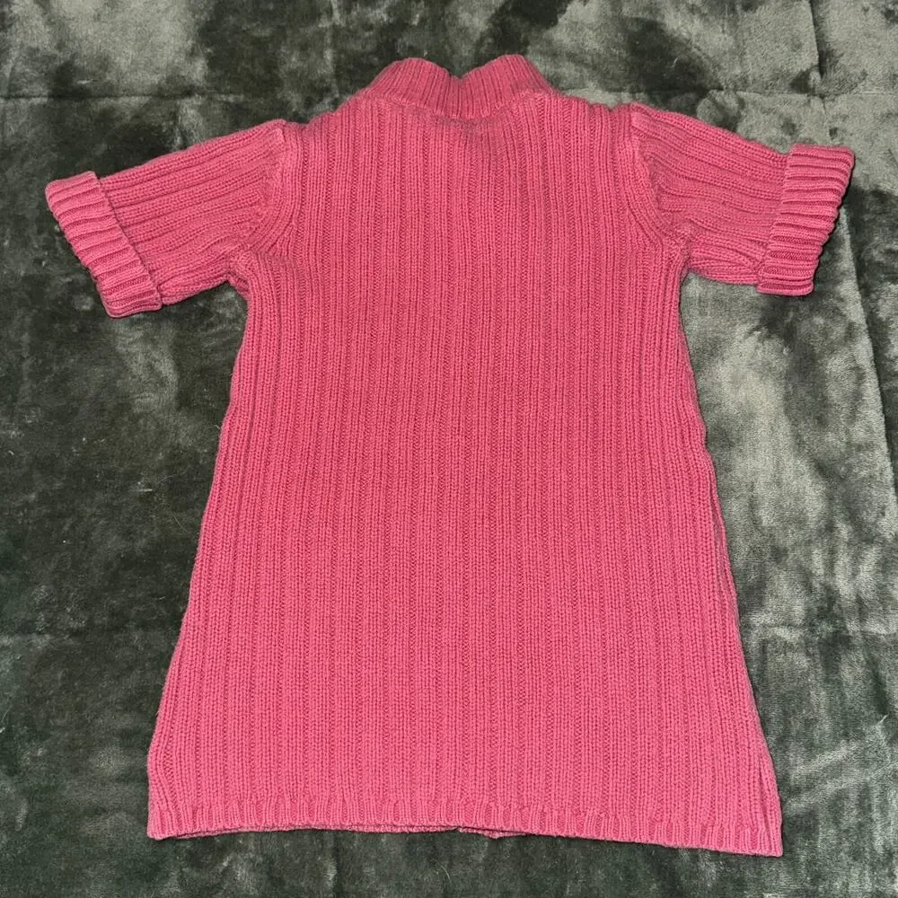 Gymboree Cardigan Sweater Girls‎ 5 Pink Cotton Cable Knit Mock Neck Short Sleeve